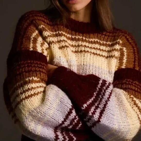 Zara Wool Alpaca Blend Striped Knit Sweater Blogger Fav Size Small - Picture 7 of 12